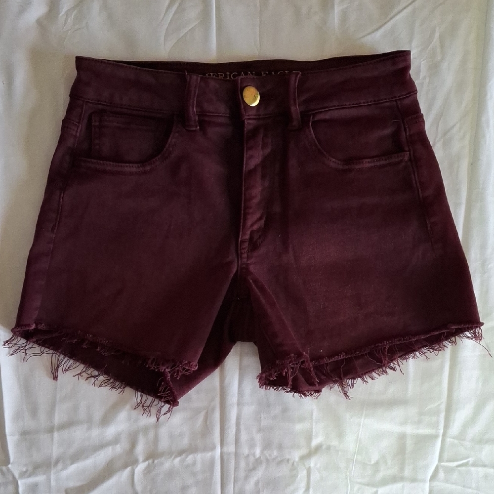 American Eagle Outfitters Burgundy Jean Shorts